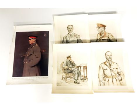 4 Lithographic prints of Field Marshals and Admirals and one book print of Field Marshall Sir John French