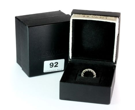A stunning boxed Levant 18ct white gold (stamped 750) diamond set full eternity ring (K). Overall 4.11ct but one diamond miss