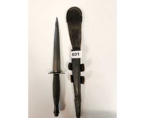 A William Rodgers FS 3rd Pattern commando knife used by the British Commandos with scabbard (post war).