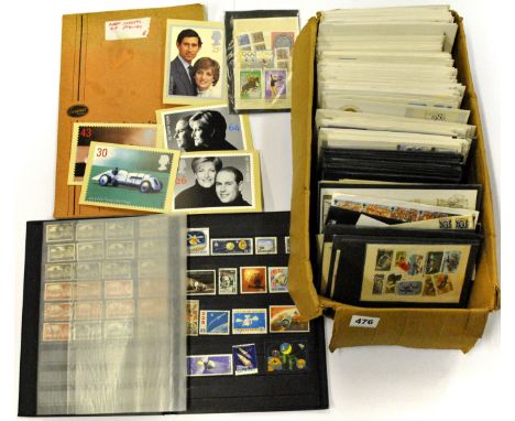 A quantity of first day cover stamps and a quantity of part sheets of stamps.