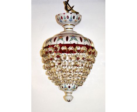 A Bohemian crystal light fitting, with original tag, depth 40cm.