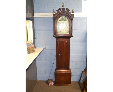 Jonathan Brown, Harleston, 18th Century oak long case clock with painted arched dial and an eight day brass movement, strikin