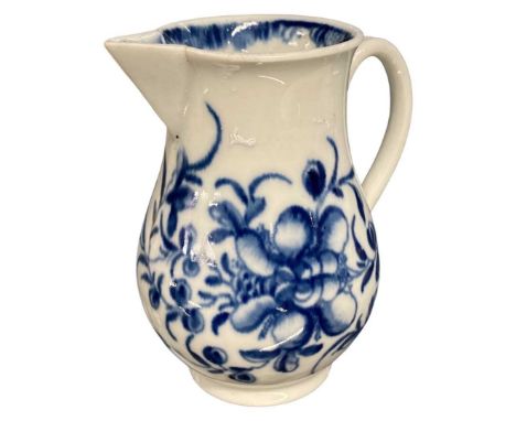A Worcester porcelain sparrow beak jug c.1770 painted in underglaze blue with the Mansfield pattern crescent mark to base8cm 