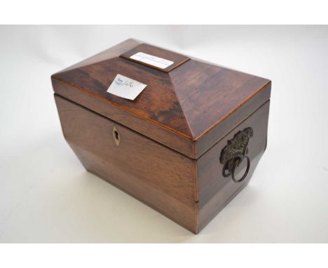 A late 19th century walnut tea caddy with key20cm long