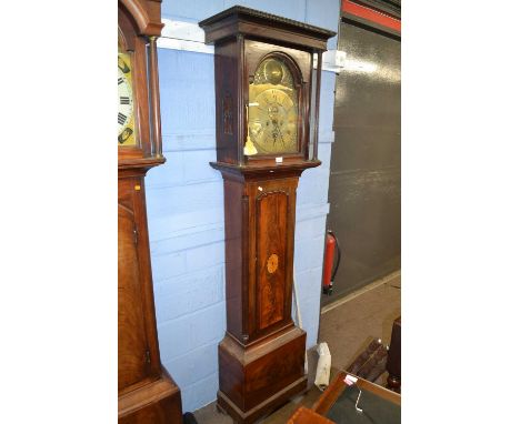 Adam Howie, Dullers, Georgian long case clock with arched brass dial and eight day movement set in a mahogany case with pilla
