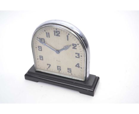 Swiss Art Deco eight day mantel clock in chrome frame