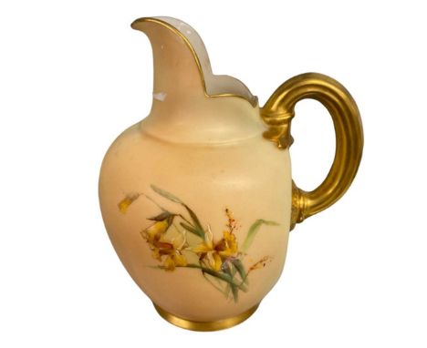 Royal Worcester ewer decorated with flowers possibly by Edward Raby