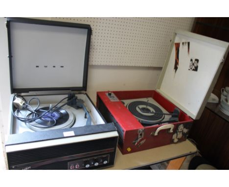 A VINTAGE BUSH RECORD PLAYER TOGETHER WITH ANOTHER