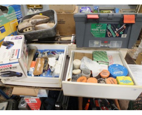 A QUANTITY OF TOOLS, SCREWS AND NAILS ETC