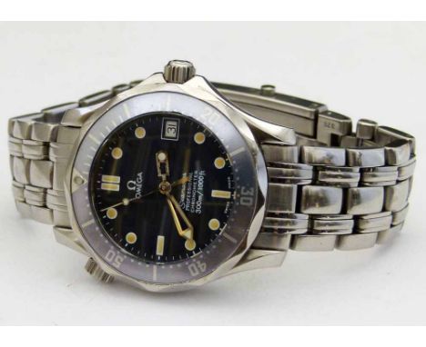 Omega Seamaster Professional Chronometer 300m/1000ft, circa 1995, wave pattern matt black dial, spot and bar hours, date at 3
