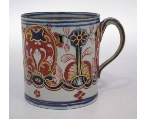 Turner's Patent Ironstone coffee can circa 1800 painted in an imari style, 7cm high Condition report: flakes to the brown ena