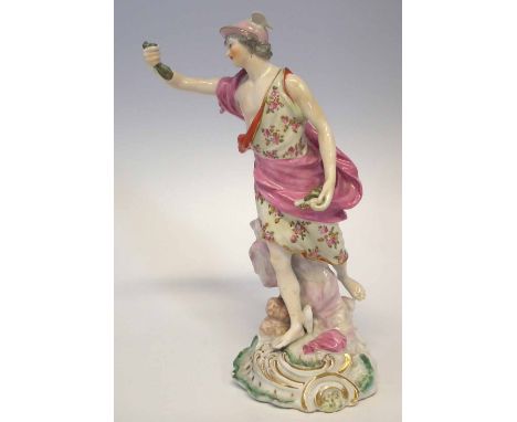 PLEASE NOTE 31cm high not 13 as previously catalogued. Derby figure of Mercury circa 1770 with winged feet and helmet, serpen