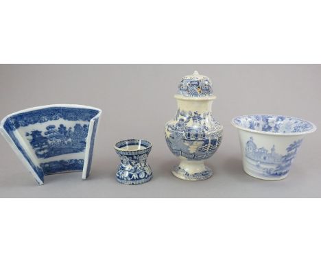 A group of early nineteenth century blue and white transfer-printed wares c.1800-30. To include: A Spode  Willow pattern aspa
