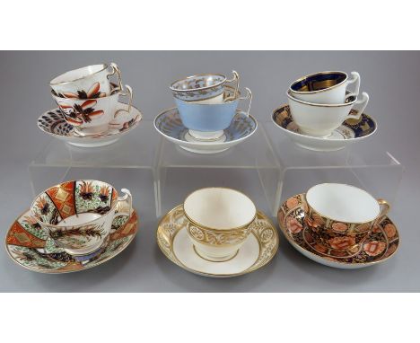 A group of early nineteenth century Spode porcelain trios and cups and saucers, c. 1810-20. To include: pattern # 471 tea bow