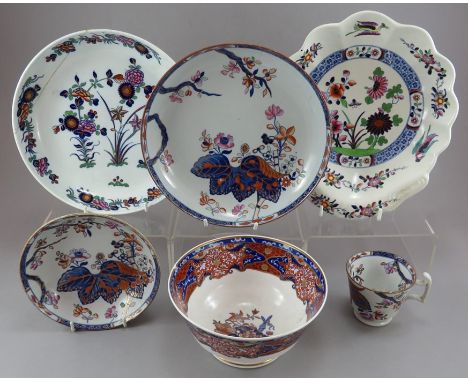 A group of early nineteenth century Spode blue and white transfer-printed and coloured wares, c.1820. To include: a Tobacco L