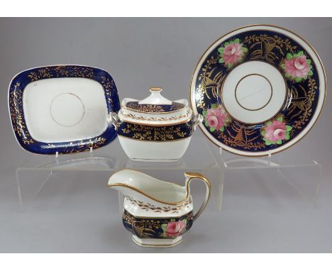 A group of early nineteenth century porcelain tea wares, c. 1810-25. To include a Machin pattern # 430 creamer and plate deco