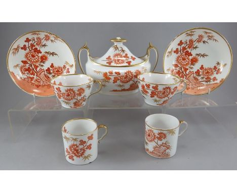 A group of early nineteenth century Spode Bamboo pattern tea wares as pattern 981, c. 1810-20. To include: a a covered sucrie