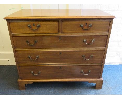 A George III mahogany chest of two short over three long drawers, raised on bracket supports 94cm wideProvenance: From The Sa