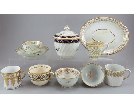 A group of early nineteenth century porcelain tea wares, c. 1800-10. To include Chamberlain Worcester, Spode, Newhall and Wor