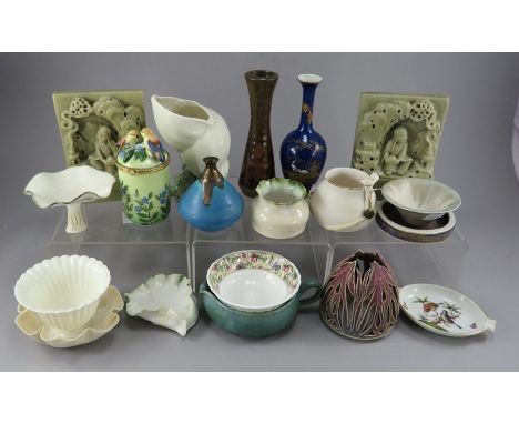 A mixed group of ceramics, trinket dishes, studio pottery, including Spode, Royal Worcester, Carlton Ware, Coalport, Herand e