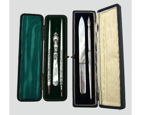 
	
		Y&nbsp;A late Victorian silver dip pen, pencil and letter opener, the dip pen by William Harrison Walter, with chased sc