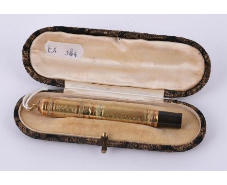 
	
		Waterman, a 18k rolled gold 42 1/2 V Safety fountain pen, circa 1910, the continental pattern line and floral overlay de