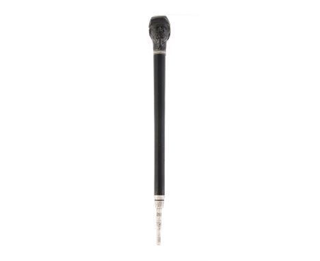 
	
		S. Mordan &amp; Co., a mid Victorian ebony propelling pencil, the figural end piece carved possibly as an American civil