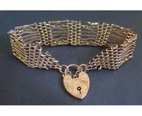 A 9ct Gold Ornate Gate Link Bracelet, 14.5g 