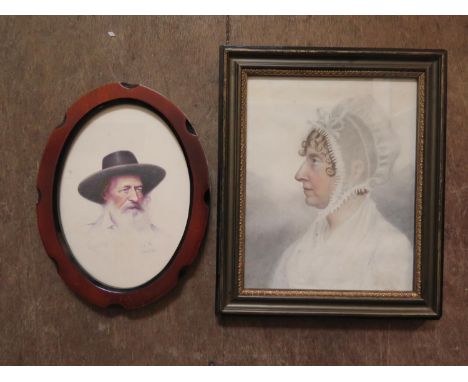 J.E.M. 26.12.14, "TENNYSON", watercolour, 21.5 x 15cm and Victorian portrait of a lady 