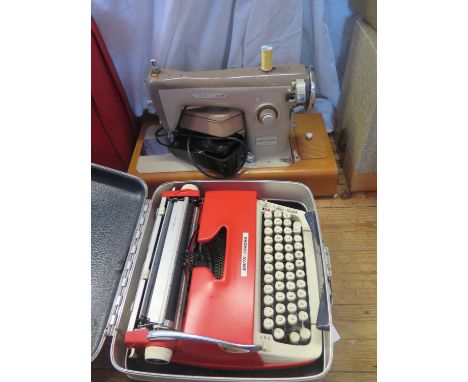 A BROTHER DE LUXE Sewing Machine and Smith Corona typewriter 