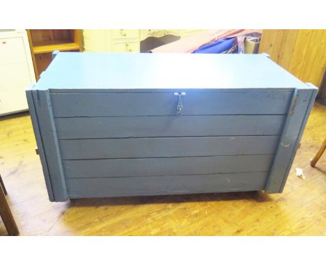 A Large Blue Painted Pine Trunk, 127(w)70(h)x60(d)cm 