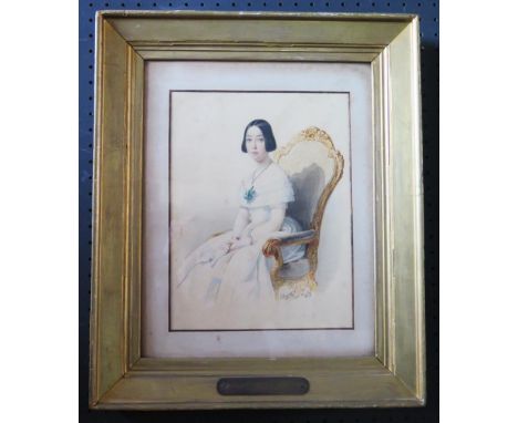 G. Busato 1845 Venetia,  Portrait of Lady, watercolour, 27x20cm 