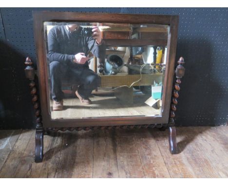 A Vintage Oak Barley Twist Swivel Toilet Mirror, 71cm wide 