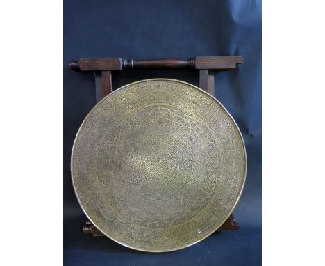 A Brass Flip Top Tea Table with baize card table to the back 