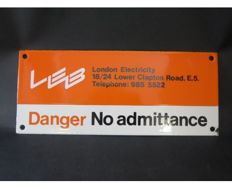 An LEB Enamel Sign, 30.5x12.5cm 
