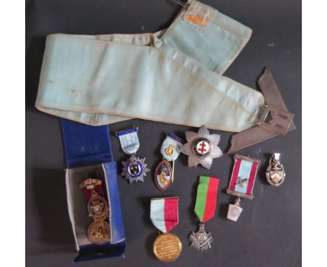 A Collection of Masonic Jewels including Arts and Science Lodge Silver and Enamel Founders by  Toye &amp; Co., silver Masonic
