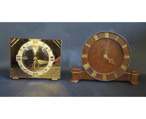 A Mirrored Rose Glass Mantle Clock (A/F) and one other (A/F) 