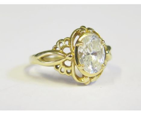 A 14K Gold and White Stone Ring, size M, 3.3g 