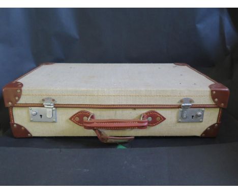 A Vintage Suitcase (Stamped Navy Suitcase Inside) and box of oddments including two Capodimonte figurines 