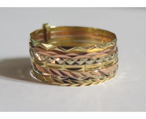 A 14ct Gold Seven Shank Ring, size R, 3.3g 