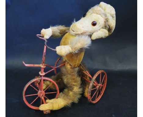 A Rare Chad Valley Tango 1930s  Monkey on a tricycle with original label to the left foot. Fair to good condition with genera