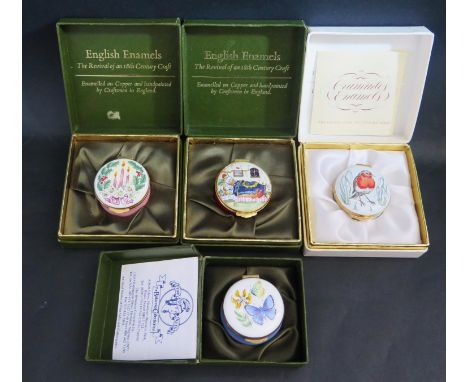 Four Boxed Crummles English Enamel Pots 