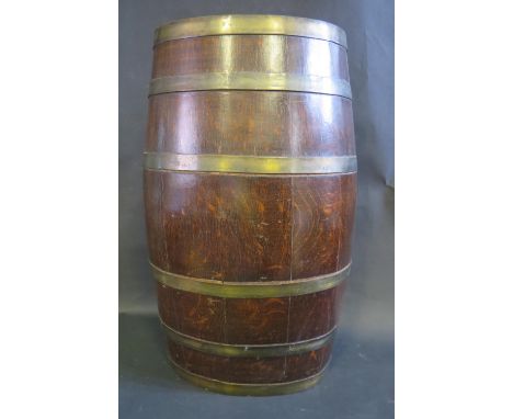 A Large Coopered Oak Barrel Stick Stand, 66cm high 