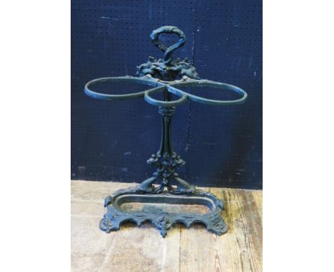 A Victorian Style Cast Iron Stick Stand, 50cm wide 