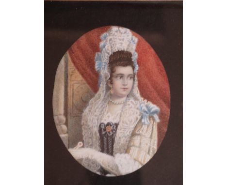 A Half Length Portrait of A Spanish Lady, watercolour, 12x9cm, framed &amp; glazed 