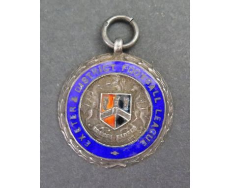 An Exeter &amp; District Football League Silver and Enamel Fob, Birmingham 1951, W.J.D. 