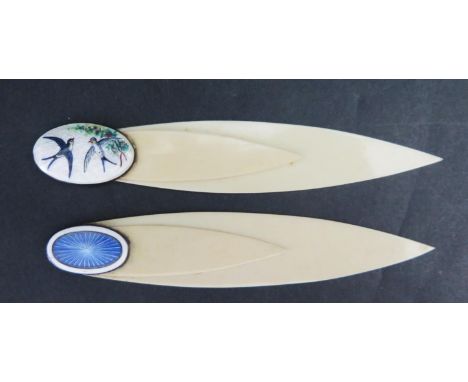 Two Silver and Enamel Bookmarks, longest c. 10cm 