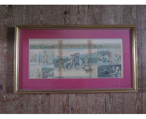 Thackery Edwards Print, 39x26cm, framed &amp; glazed, Widdicombe Fair print and leaflet and hunting print 