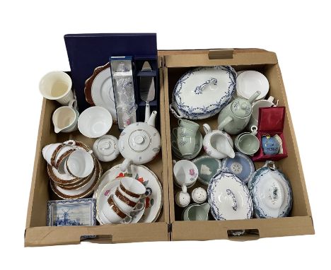 Spode Jacinth pattern coffee set, Wedgwood Jasperware, Royal Stafford part tea set, Victorian tureens and other ceramics in t