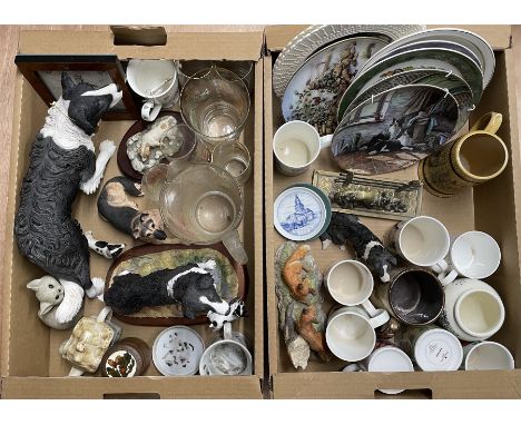 Hunting and Animal related ceramics and ornaments including a Hunting scene water set, Border Fine Arts German Shepherd, mugs